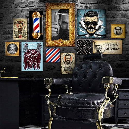 Kit 11 Placas Decorativas - Barbearia Cor Não Se Aplica