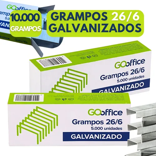 Grampo Para Grampeador 26/6 Escritório Com 10.000 Unidades Cor Pr...