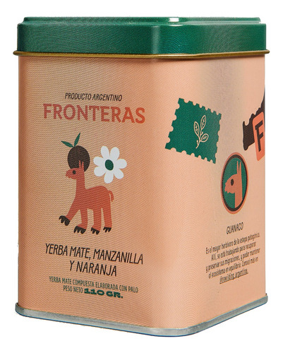 Latita De Yerba Orgánica Fronteras 110gr. Manzanilla Naranja
