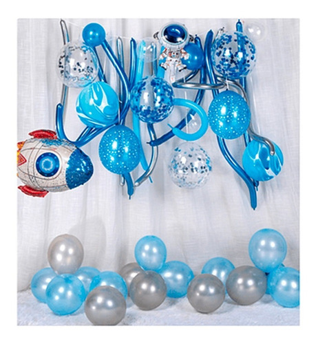 Set 44 Pcs Globos Látex  Astronauta Espacio Cohete  