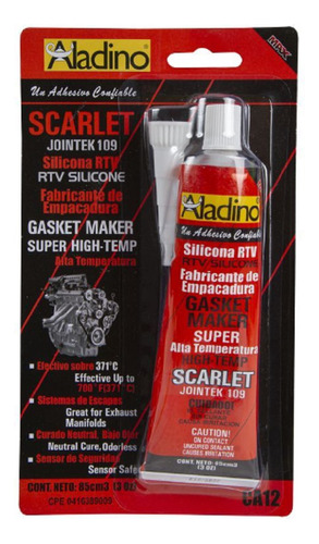 Silicona Rtv Empacaduras Blister Scarlet 85ml Aladino