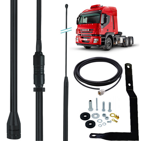 Antena Px Prolongador 60cm Black Argentina Stralis Cabo 5,5m