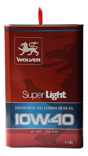 Aceite Wolver 10w40 Super Ligth 4l Api Sn Acea A3/b3 - A3/b4