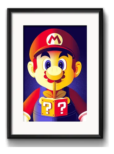comprar Cuadro Mario Bros Game Juego Retro Decoracion Con Paspartú
