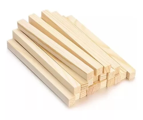 Palitos de madera, 100 unidades, 1/5 x 1/5 x 12 pulgadas, tiras  cuadradas de madera sin terminar, palos cuadrados para manualidades,  varillas de madera largas, varilla cuadrada de madera para proyectos
