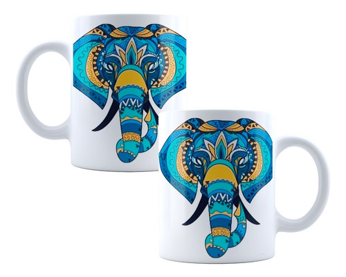 Taza Elefante Colores Mándala Elephant Café O Té