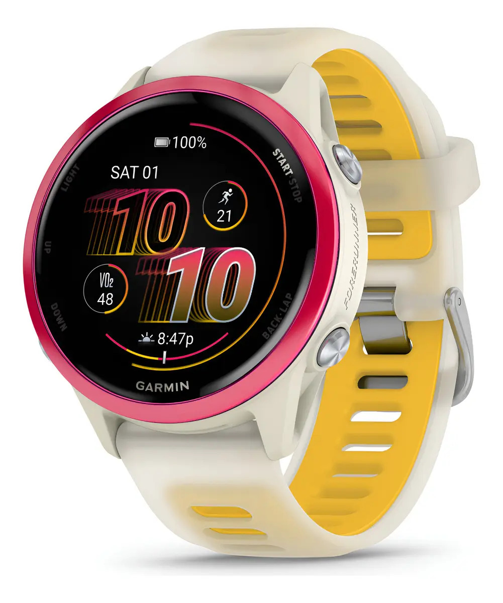 Reloj Garmin Forerunner 570 42mm, Wifi, Gps, Amoled Raspberry Mango Beige Deportivo Beige Mango Raspberry