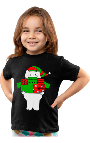 Playera Negra Infantil De Oso Polar Navideño En Oferta 