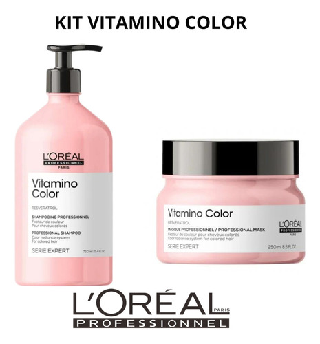 Kit Loreal Vitamino Color Shampoo 750ml + Máscara 250g