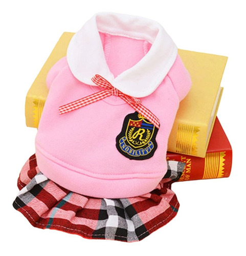 Ropa Para Mascotas De Colegial Rosa Con Falda 