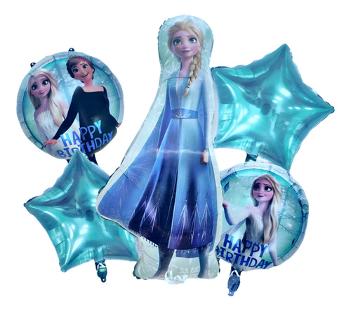 Bouquet Globos Princesa Elsa Frozen X 5 Piezas 