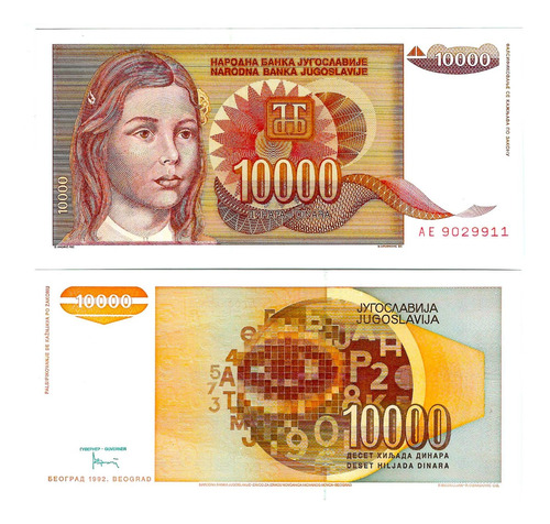 Yugoslavia - Billete 10.000 Dinara 1992 - Unc