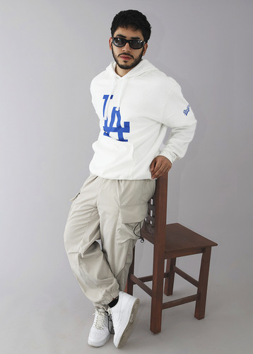 Sudadera La Dodgers Blanca Unisex Con Gorro