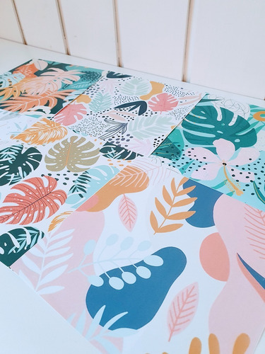 Imagen 2 de 6 de Decoupage Laminas Set Tropical Moderno Rosa X 6 Laura Craft