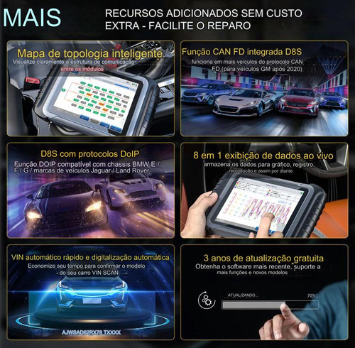 Scanner Automotivo Xtool D8s Mapa De Topplogia Doip Can Fd