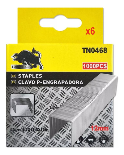 Pack Corchete Grapas Gruesa- 1.2x12mm - 6000 Unidades - T. N