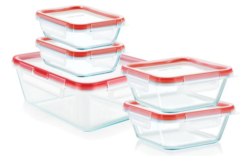 Set Contenedores 5 Piezas Fresh Lock Pyrex Taper Vianda Ct