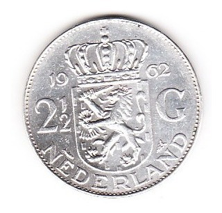 Moneda Nederland  1962 Juliana Koningin Der Nedelanden Plata
