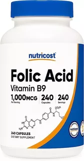 Original Nutricost Acido Folico Vitamin B9, 1000mcg, 240 Cap