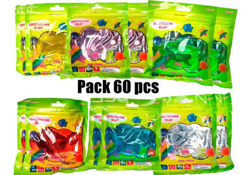 Pack 60 Slime Cristal Colores Sorpresa Cumpleaños 7200gramos