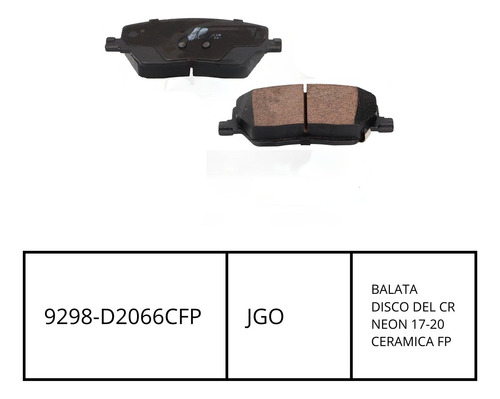 Balata Disco Del Dodge Neon Modelos 17-20 Ceramica Marca Fp