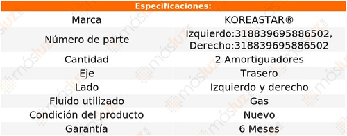 2- Amortiguadores Gas Traseros Spark 2016/2017 Koreastar
