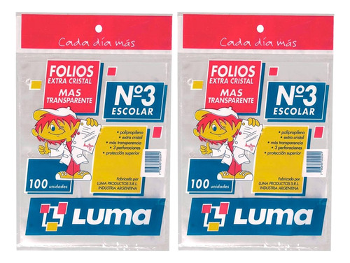 200 Folios Nº3 Escolar Extra Cristal Luma Mas Transparentes