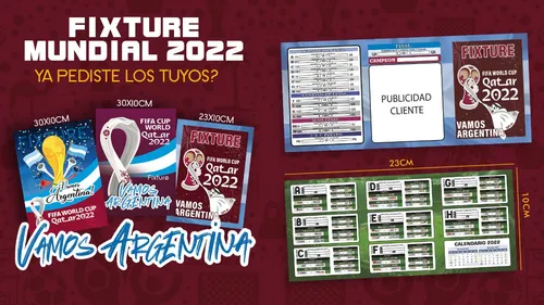 Fixture Mundial Qatar 2022 + Calendario + Publicidad X 120