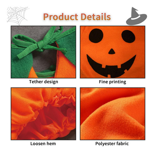 Disfraz De Calabaza De Halloween Para Bebé, Niña Y Niño, Bonito Disfraz De Fiesta De Calabaza Con Sombrero De Calabaza