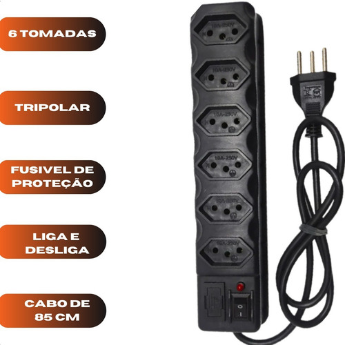 Filtro Linha de 6 tomadas Bivot
