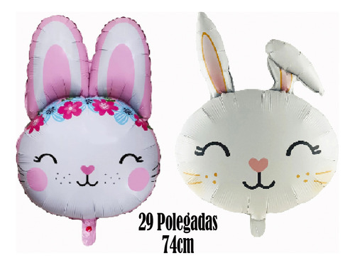 Balão Cabeça De Coelho Páscoa Inflável Metalizado 74cm Cor Liso