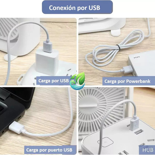 Ventilador Usb Porta Agua Aire Acondicionado Con Temporizado Blanco