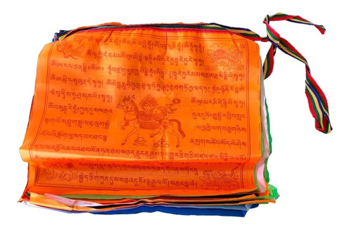 Imagen 1 de 7 de Banderas Tibetanas 6.5m De Largo 25x25cm | 100% Del Tibet 