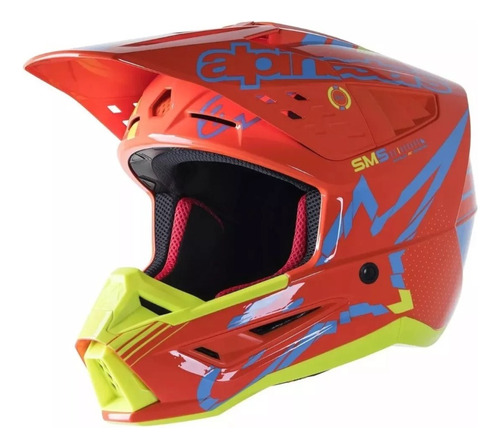 Casco Cross S-m5 Action Ece Nja Fluo/cian/ama Fluo