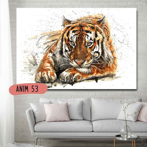 Imagen 3 de 10 de Cuadro Tigre Animales 50x70 Otros Diseños Tela Canvas