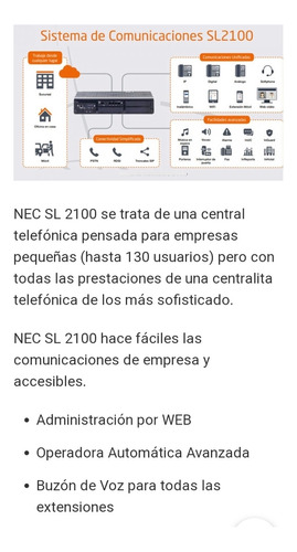 Central Telefónica Nec Sl2100 6l16 Int. 8 Ip Y Preatencion