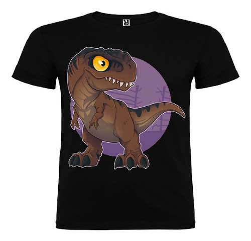 Polera Color Algodón 100% Niños T-rex Dinosaurio