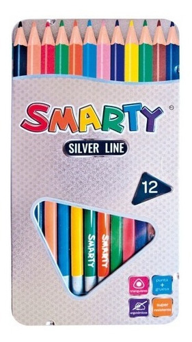 Lapices De Colores Triangular Smart 12 Pzas Estuche Metalico