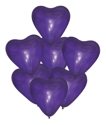 12 Globos De Corazon Decoracion Cumpleaños Globo Violeta 230