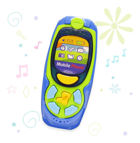 Juguete Infantil De Teléfono Mobil Rosa Azul Música Y Luz