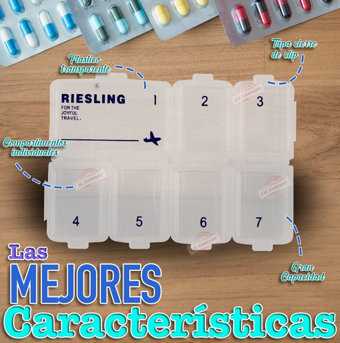 Imagen 4 de 8 de Pastillero Semanal Organizador Diario Ingles Portatil 10