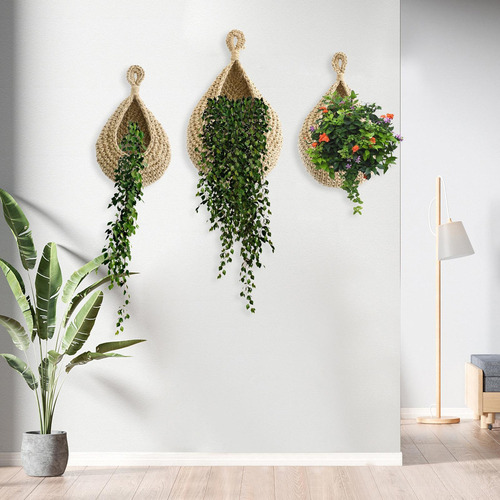 Z Maceta Organizadora De Pared Con Forma De Cesta De Yute Y