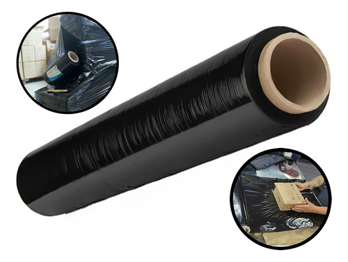 Rolo Bobina Filme Stretch Preto Tubete 500x30mic C/ 200m 3kg