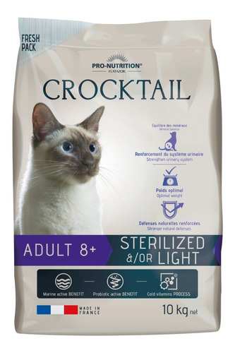 Alimento Crocktail Flatazor Gato 8+ Esterilizado,  10 Kg.