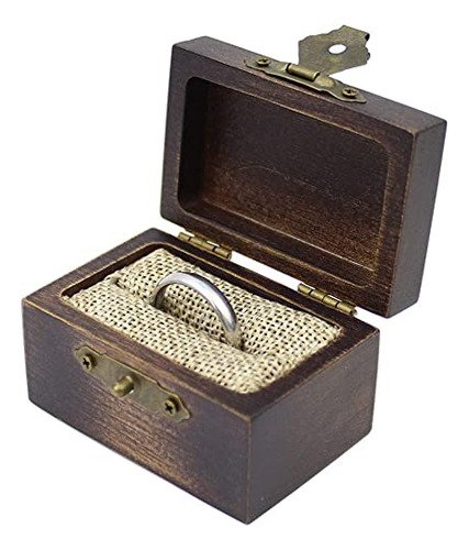 Caja De Madera Rústica Para Anillo De Compromiso