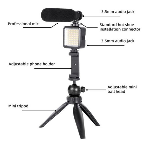 Kit Microfono Soporte Y Luz Led Maono Au- Cm11pl Poadcast