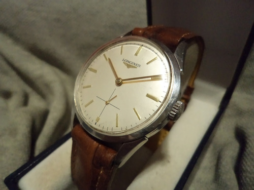 Esplendido Reloj Longines 12.68z 1954 Antiguo Impecable Joya Marrón Claro Acero (Usado)