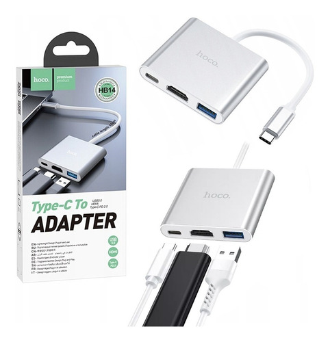 Convertidor Tipo C A Hdmi 4k Usb 3.0 Tipo C 3 En 1 Hoco