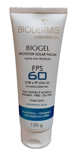 Protetor Solar Facial Biogel Fps 60 Pele Oleosa Biodermis