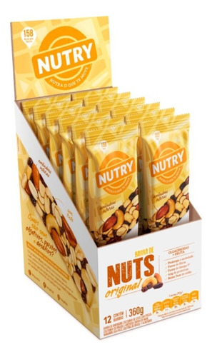 Barras De Nuts Nutry Original Caixa 360g 12 Unidades De 30g